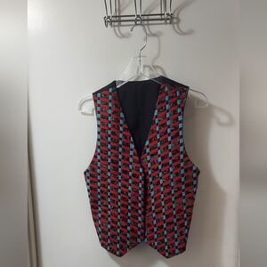 Boys Red, Black, and Green Patterned Vest XXL 18